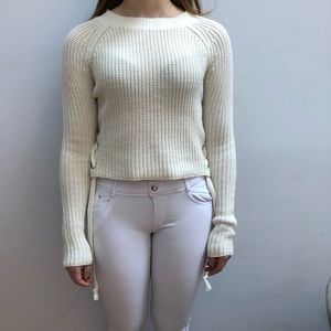 White sweater with side ties